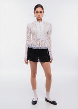 Yin Lace Top Manga Larga