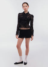 Yin Lace Top Manga Larga