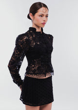 Yin Lace Top Manga Larga